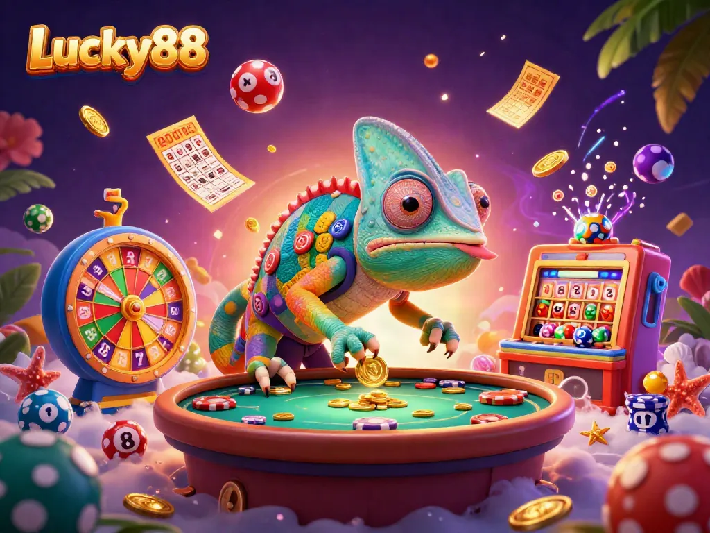 Engage in thrilling gameplay at Lucky88, featuring lively casino elements and vibrant characters