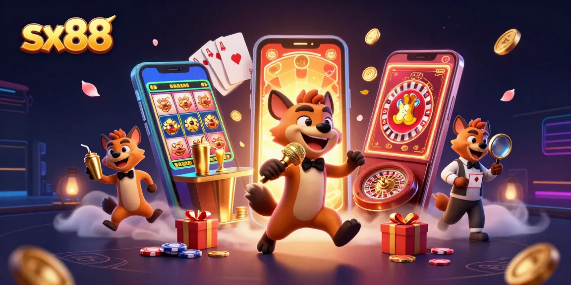 Experience sx88's lively casino atmosphere with hyenas running the show while enjoying games.