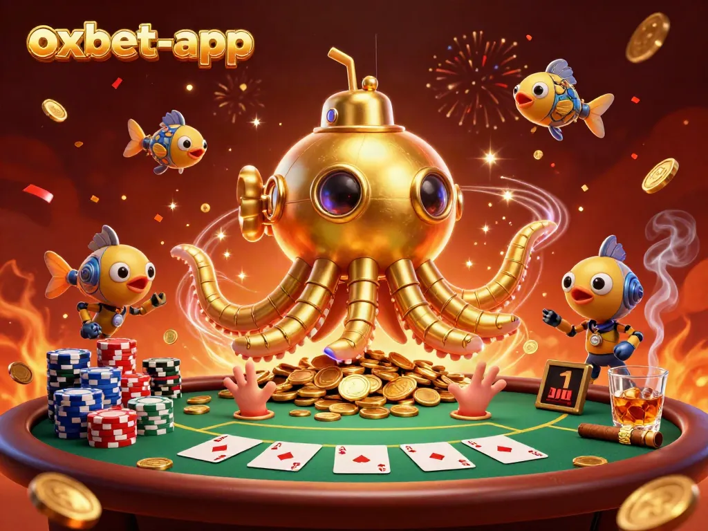 Experience the thrill of the oxbet-app with vibrant poker tables, winning cards, and golden kraken adventures!
