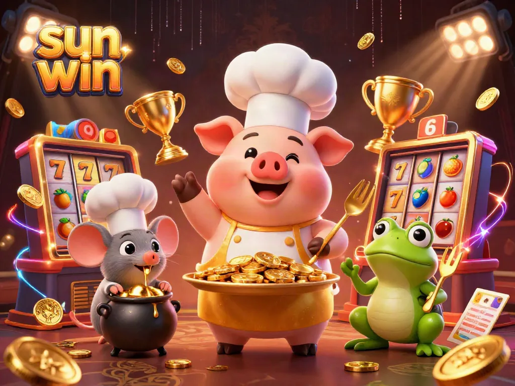 Experience the engaging world of Sun Win with a vibrant illustration featuring themed characters and dynamic gaming elements.
