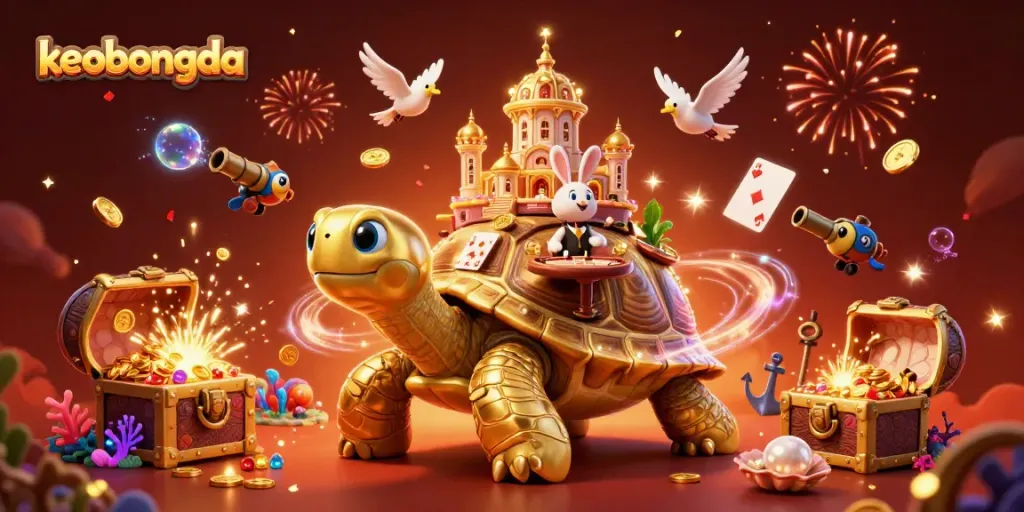 Experience the vibrant world of keobongda with a golden tortoise casino and an energetic rabbit dealer.